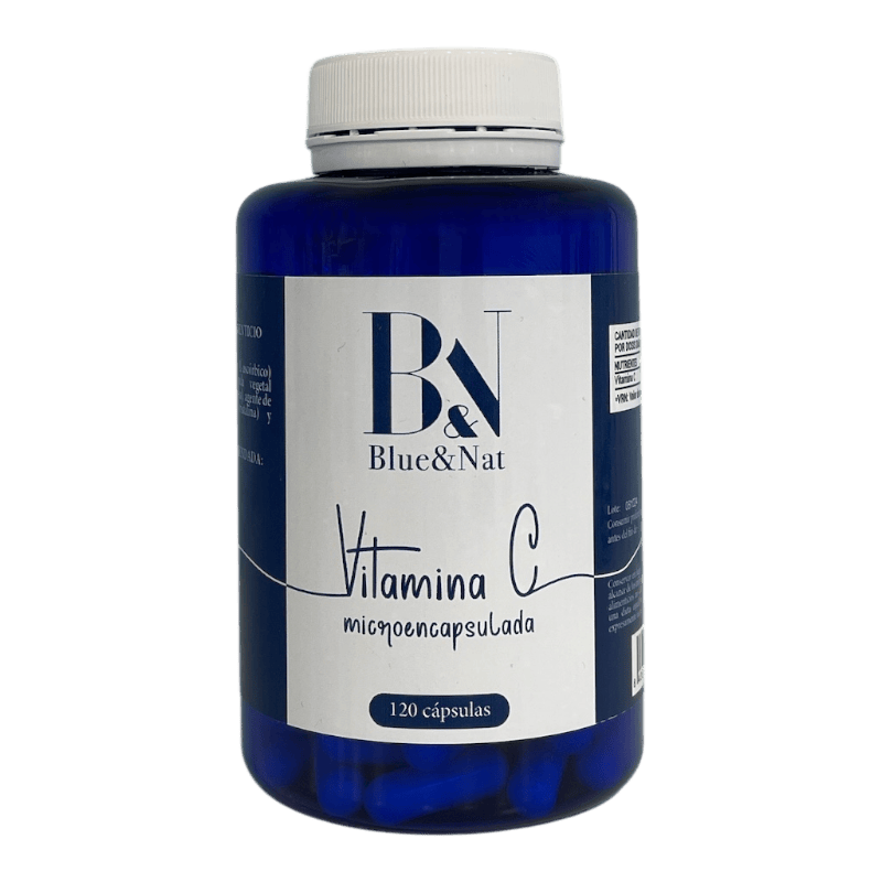 Vitamina C microencapsulada - Suplemento natural para reforzar el sistema inmunológico y combatir el estrés oxidativo, 60 cápsulas.